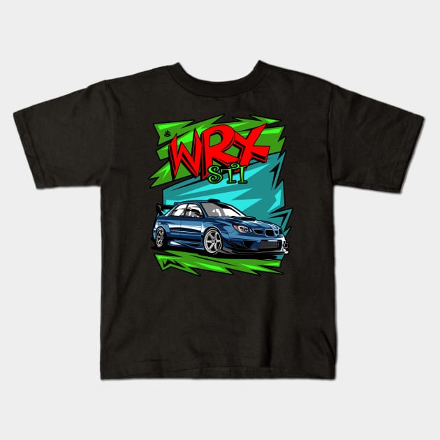 subie WRX sti illustration vector art Kids T-Shirt by ASAKDESIGNS